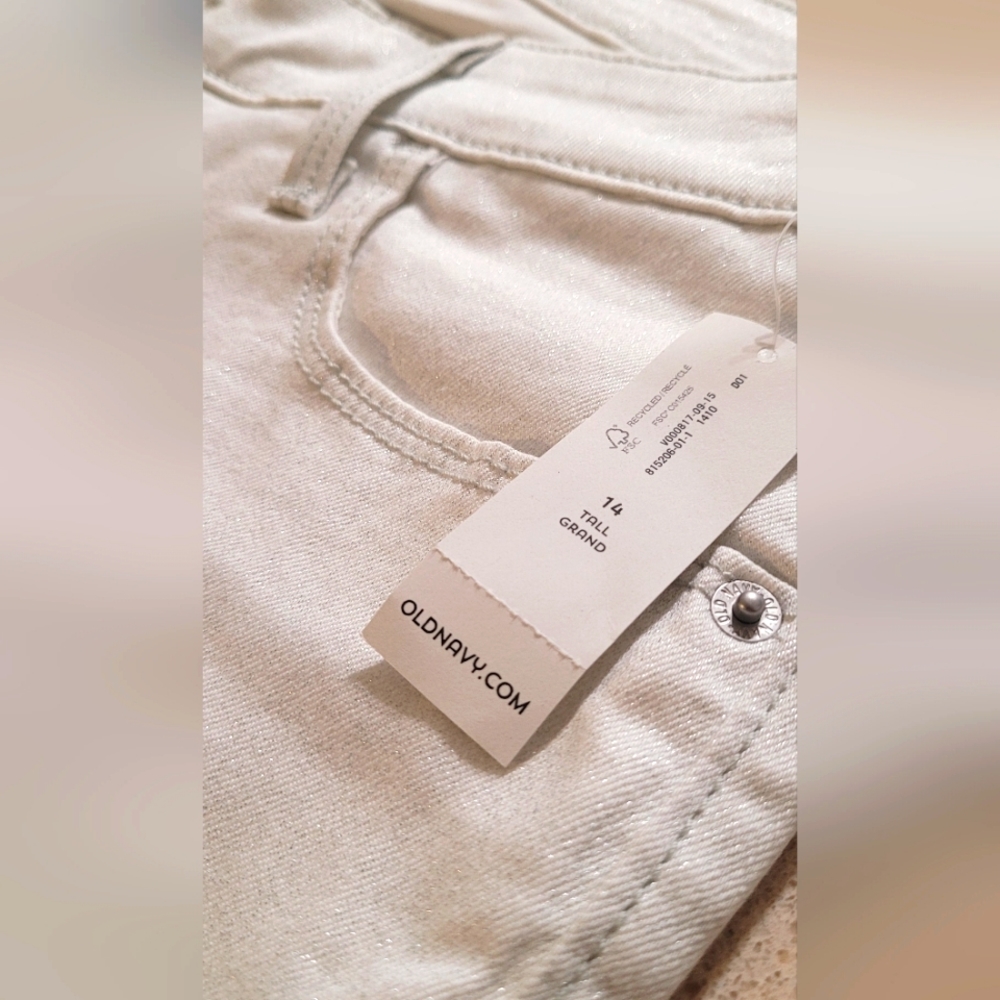 NWT Old Navy Silver Metallic Rockstar Skinny Jeans size 14tall xl xlong